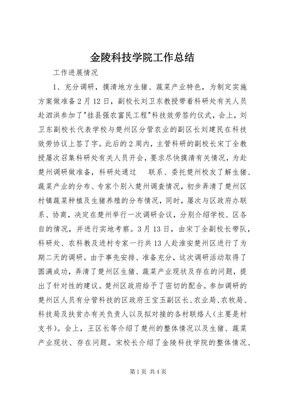 2023年金陵科技学院工作总结.docx_第1页