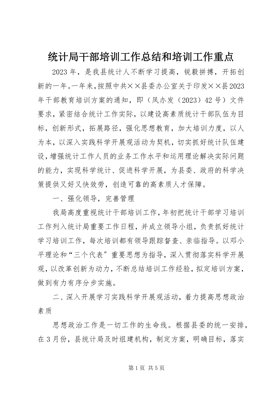 2023年统计局干部培训工作总结和培训工作重点.docx_第1页