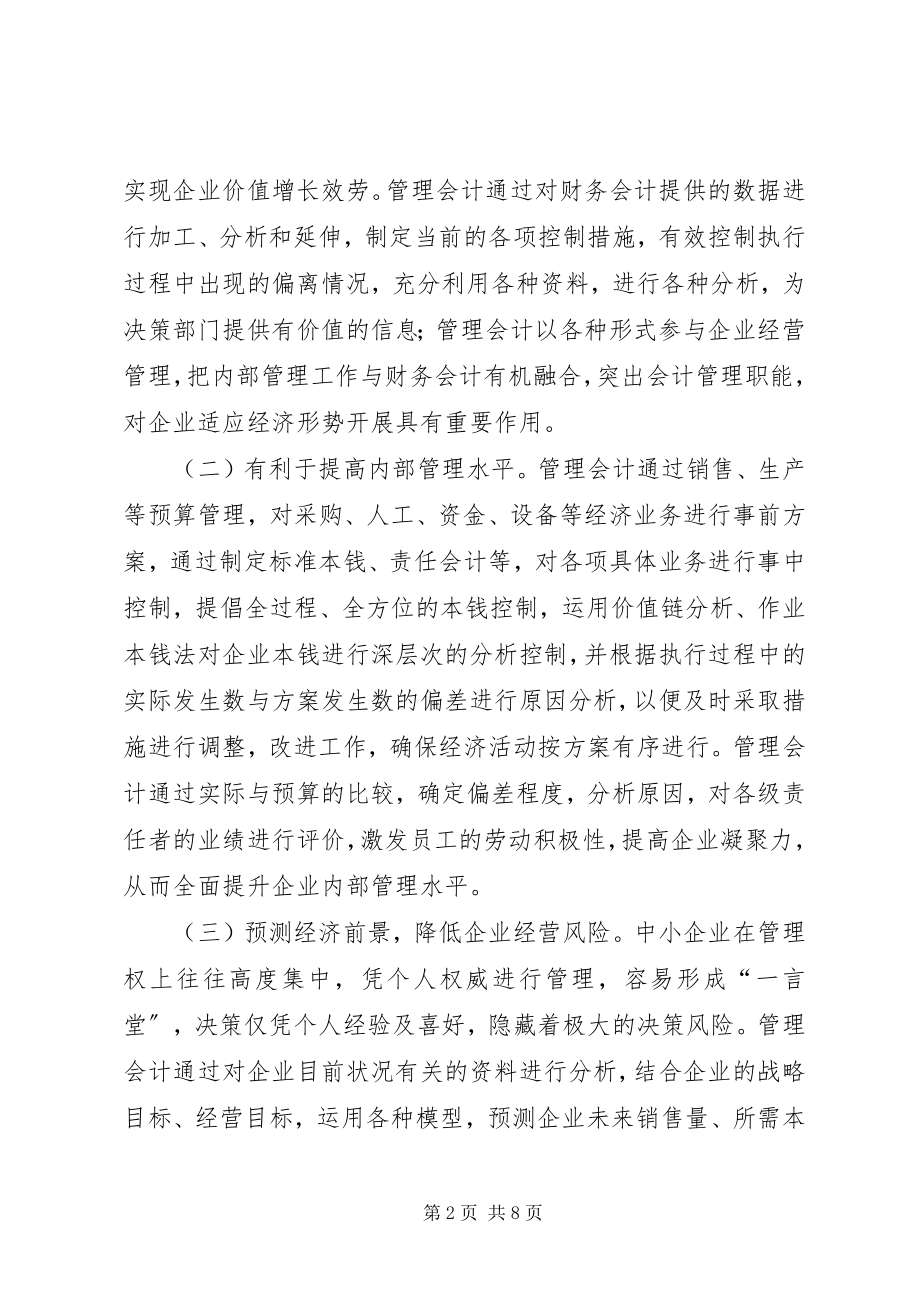 2023年管理会计在中小企业的作用.docx_第2页