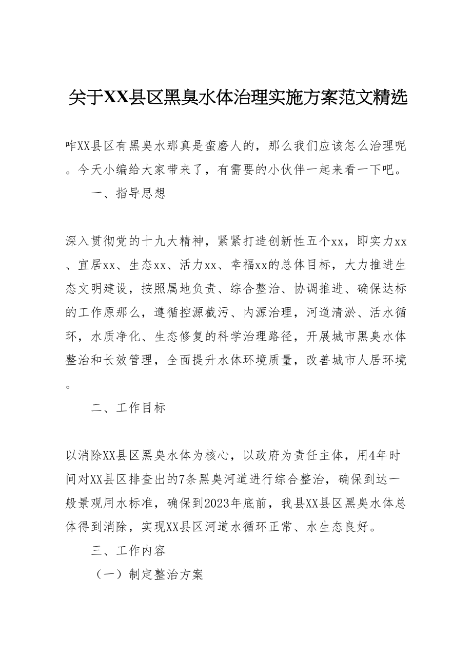 2023年关于县区黑臭水体治理实施方案范文精选.doc_第1页