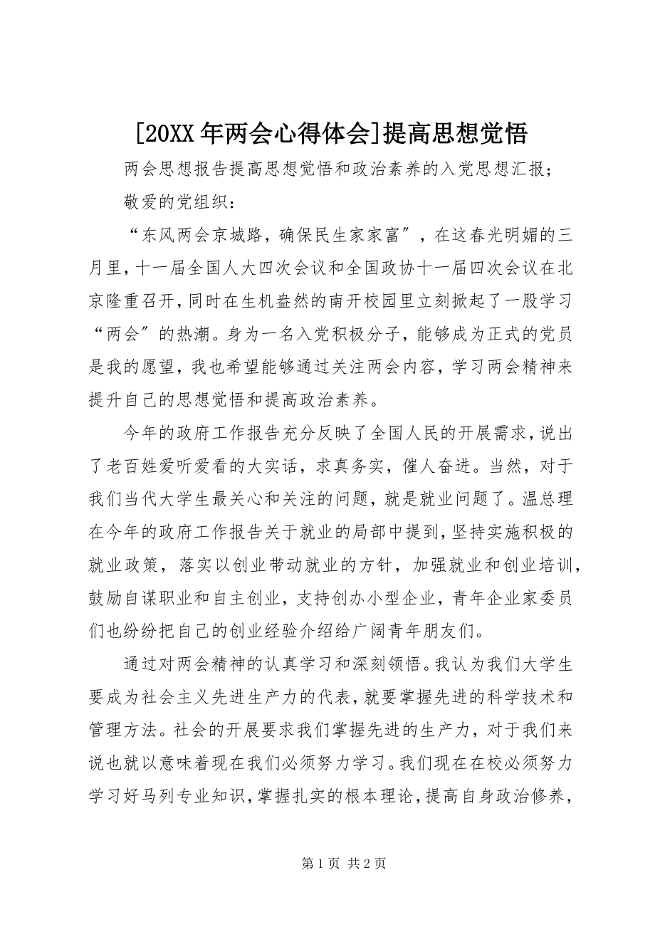 2023年两会心得体会提高思想觉悟.docx_第1页