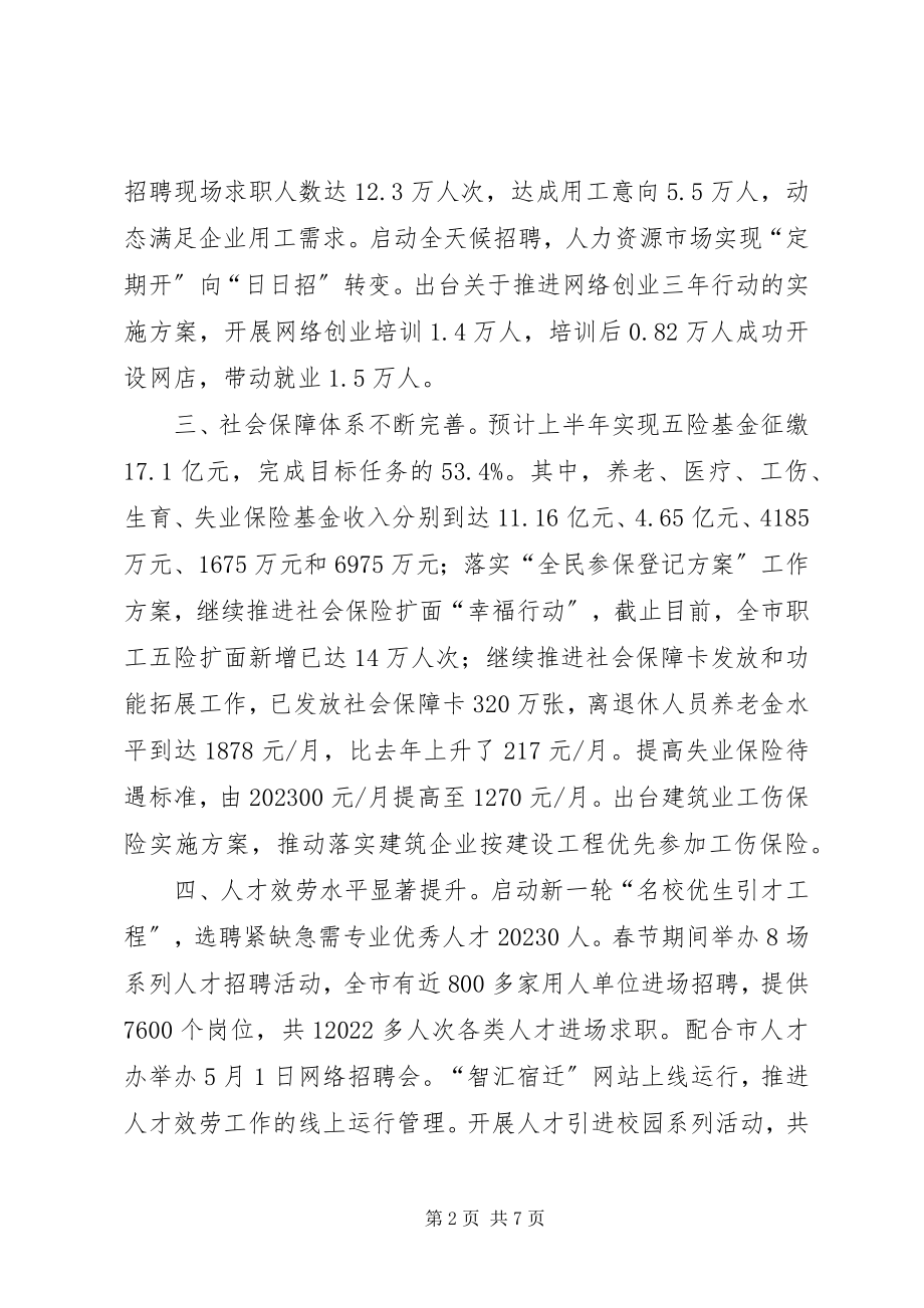 2023年人社工作上半年完成情况和下半年工作计划.docx_第2页