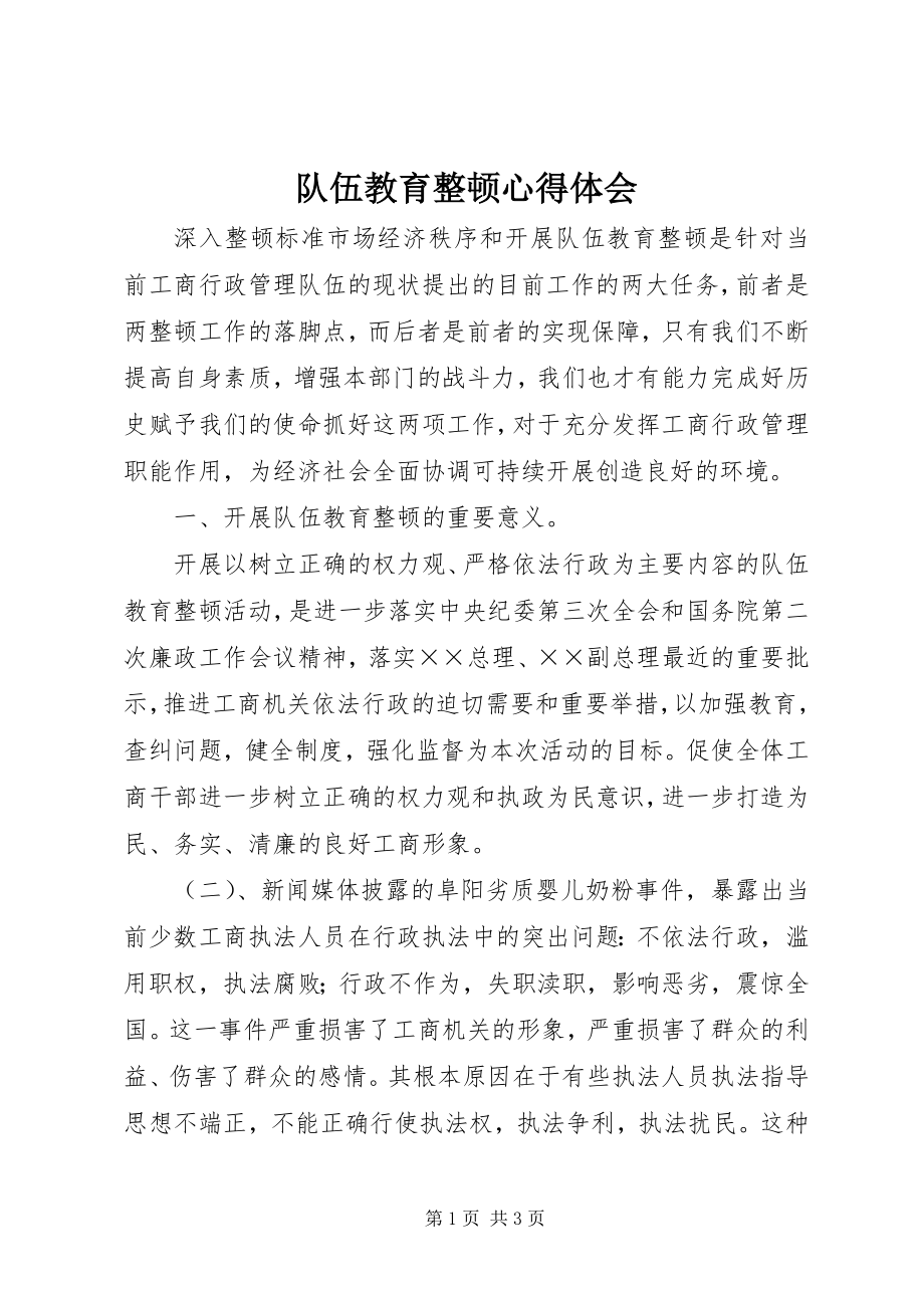 2023年队伍教育整顿心得体会.docx_第1页