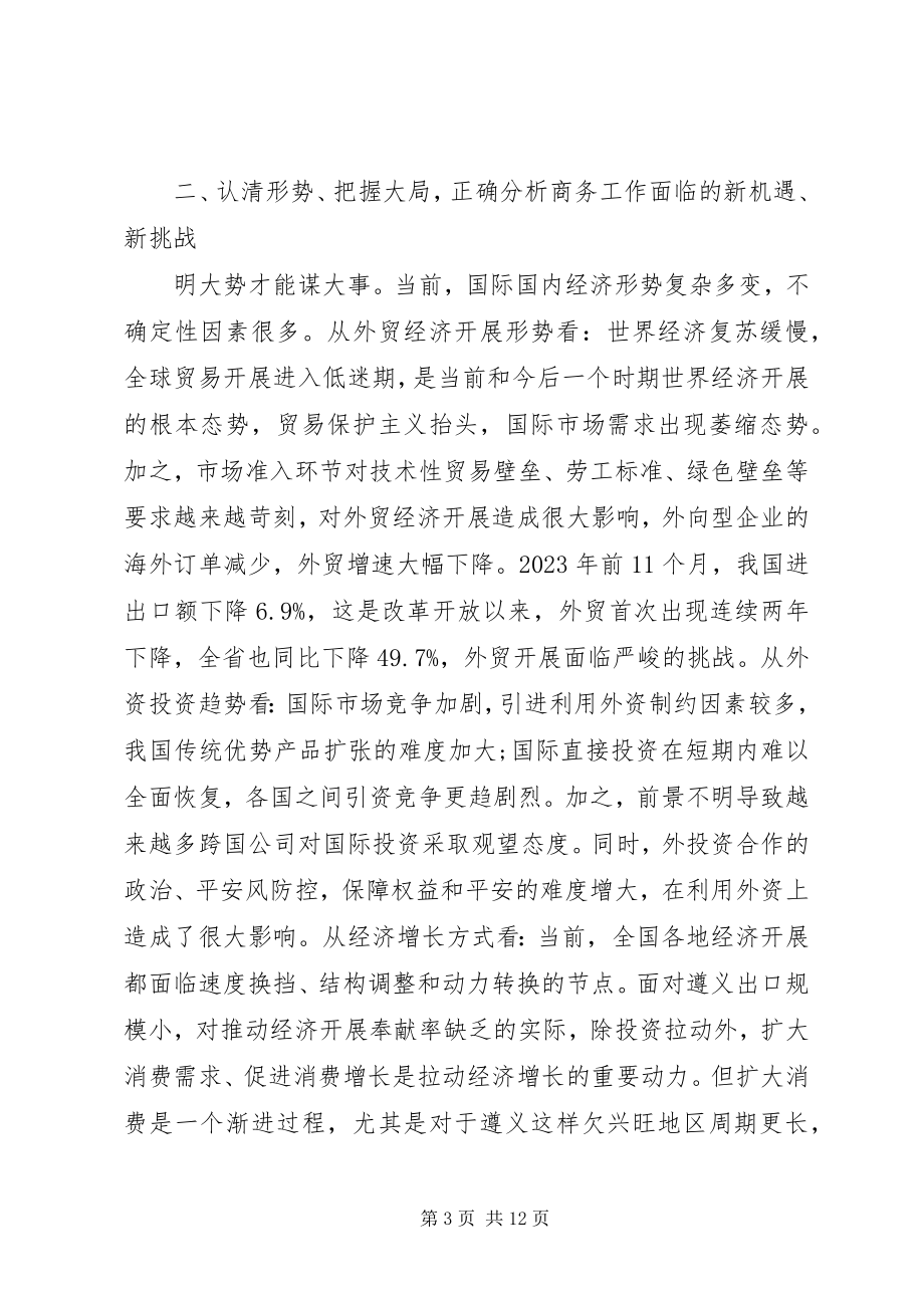 2023年市政府副市长在全市商务工作会议上的致辞.docx_第3页