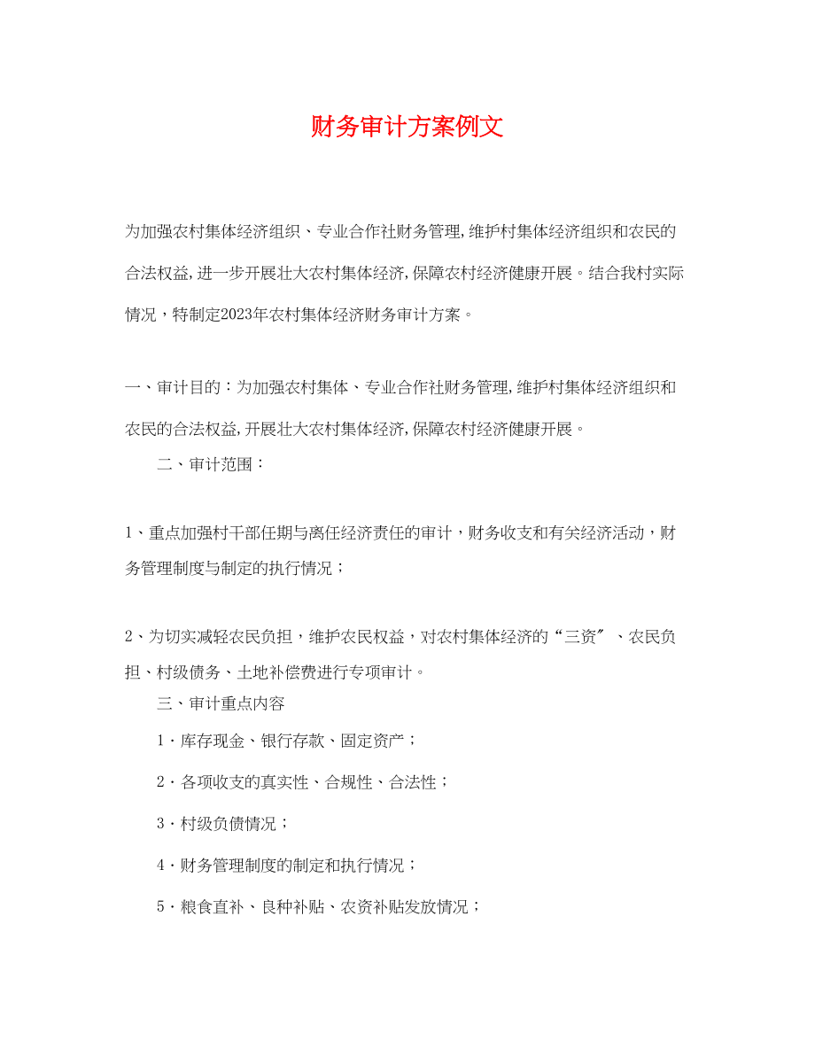 2023年财务审计计划例文.docx_第1页