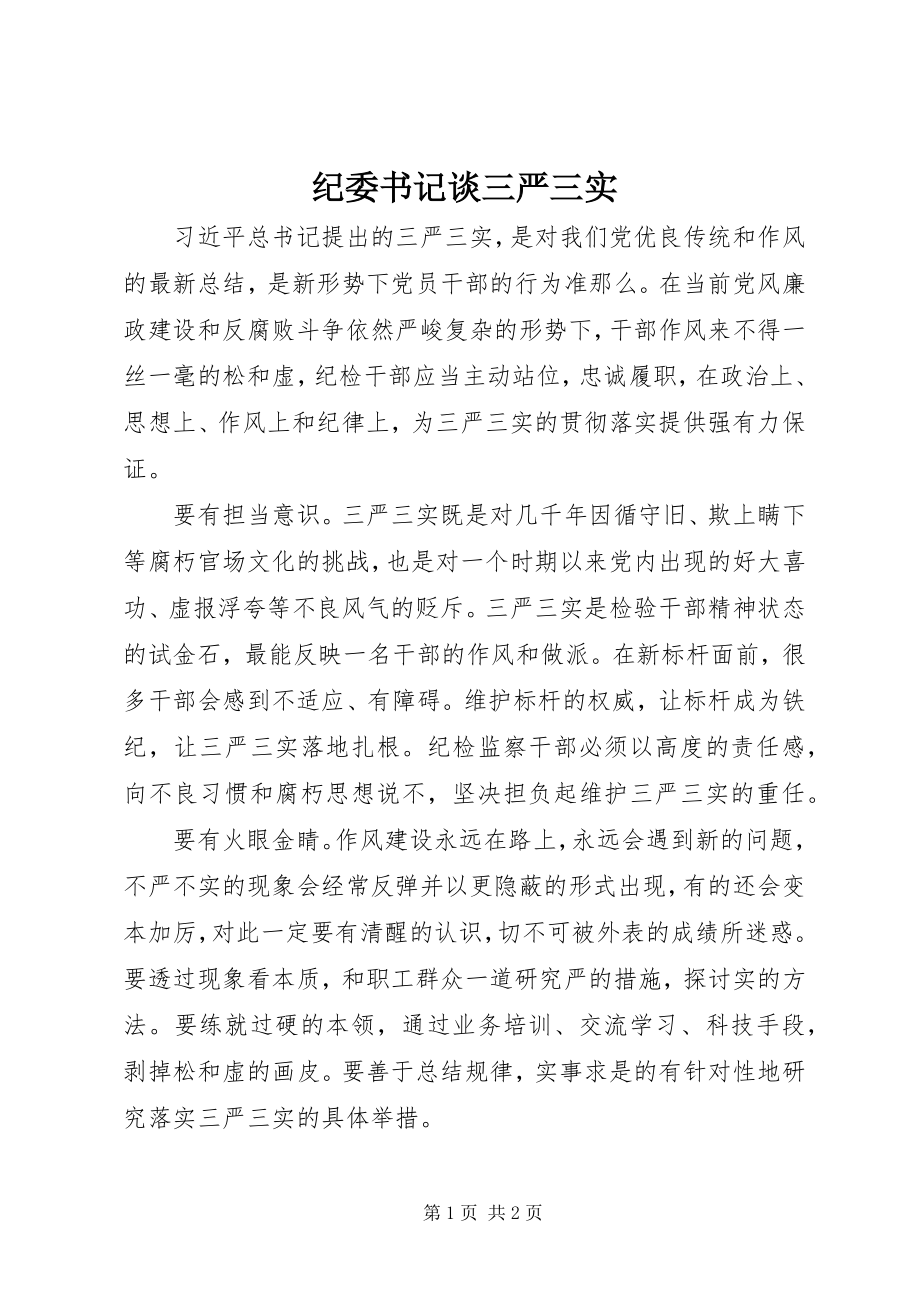 2023年纪委书记谈三严三实.docx_第1页