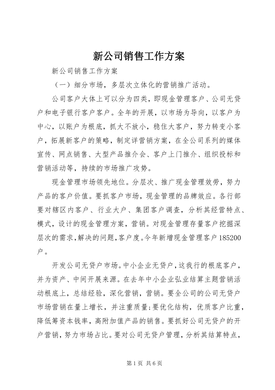 2023年新公司销售工作计划.docx_第1页