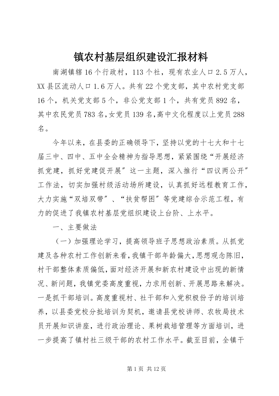 2023年镇农村基层组织建设汇报材料.docx_第1页