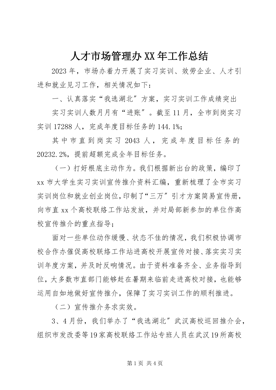 2023年人才市场管理办工作总结.docx_第1页