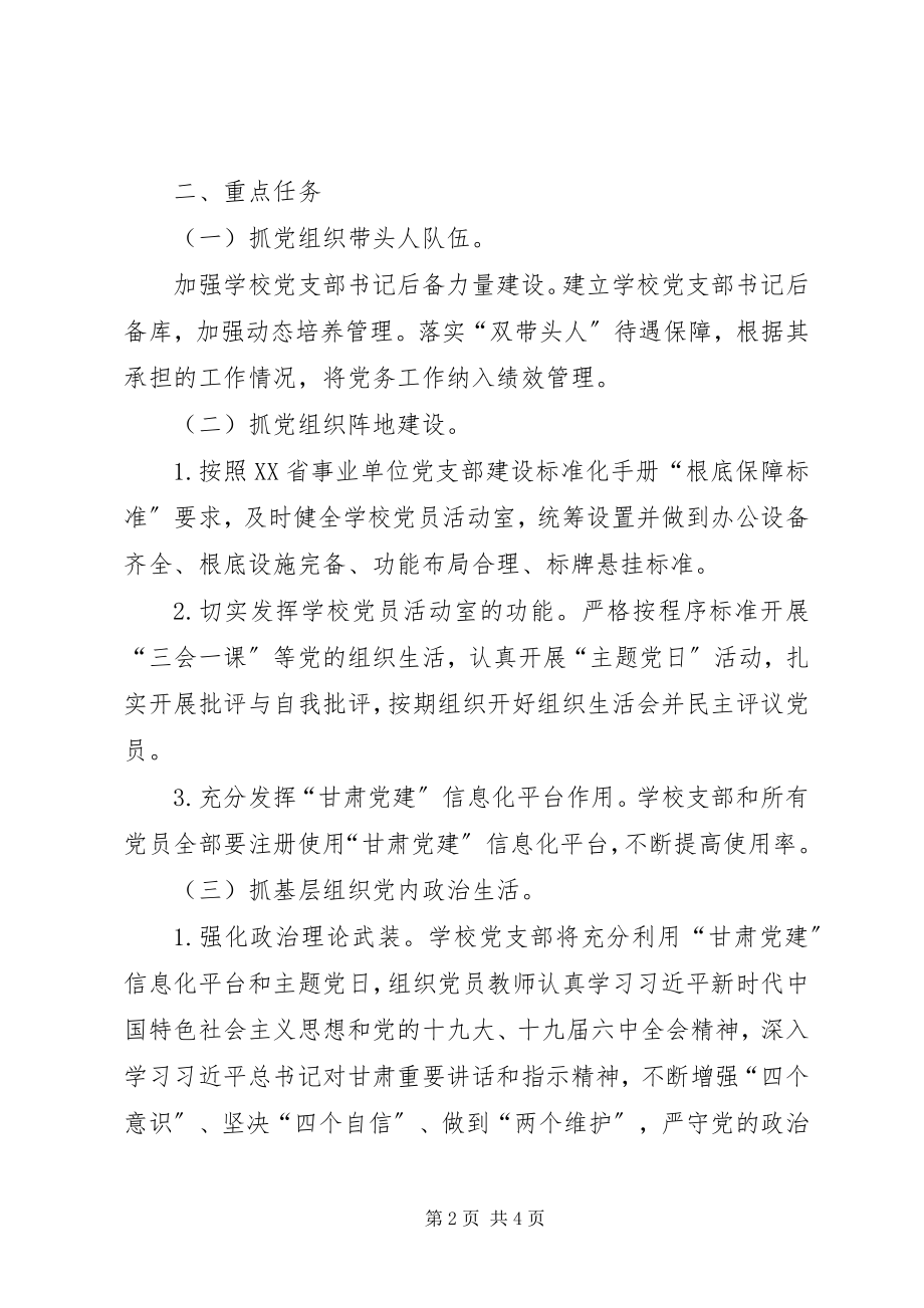 2023年学校支部关于深入推进“四抓两整治”工作的计划.docx_第2页