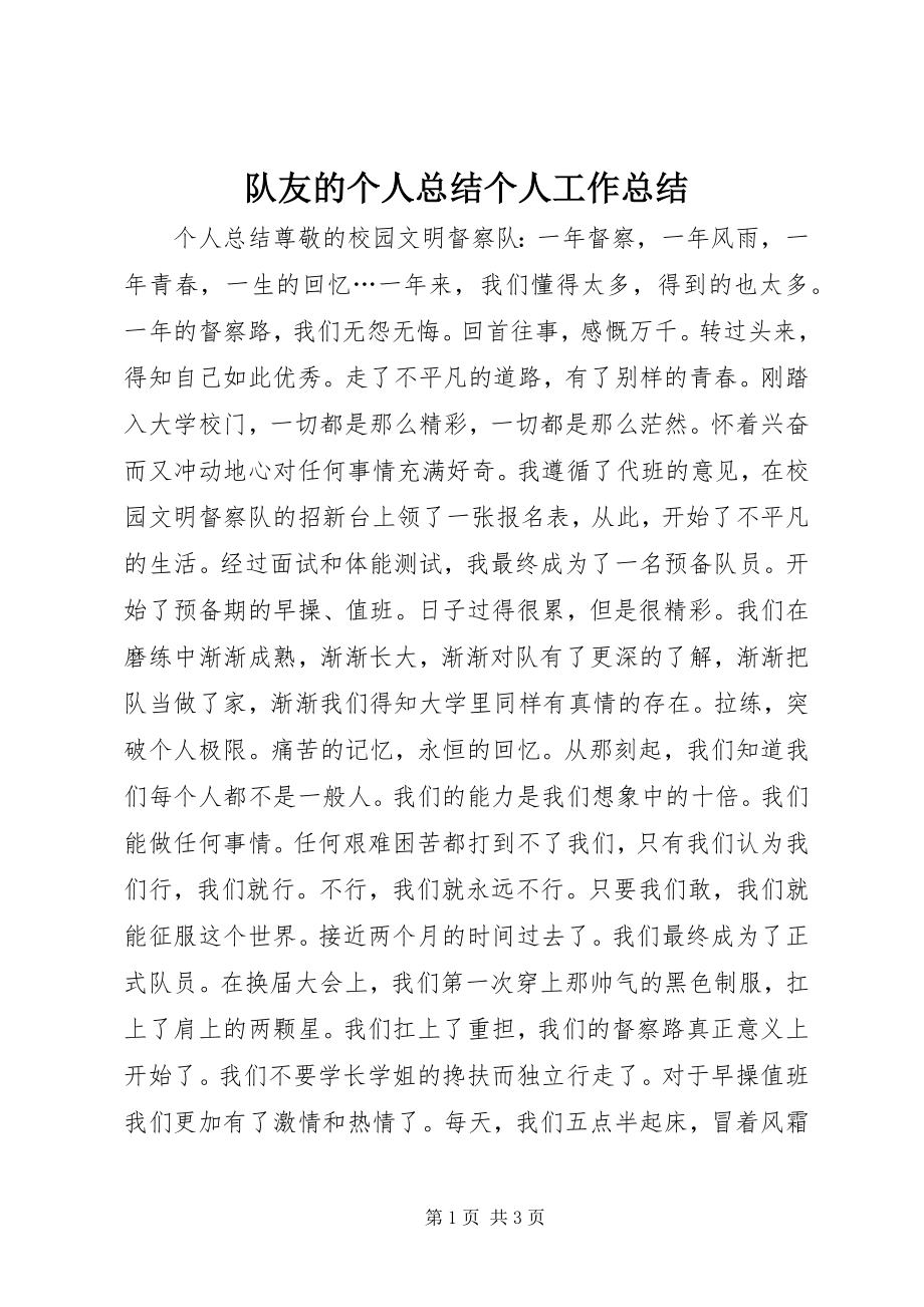 2023年队友的个人总结个人工作总结.docx_第1页