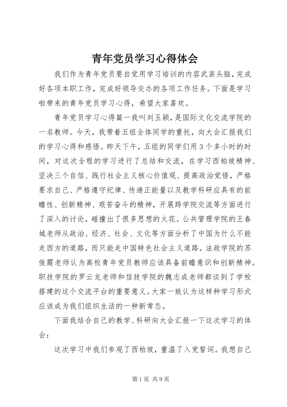 2023年青年党员学习心得体会.docx_第1页