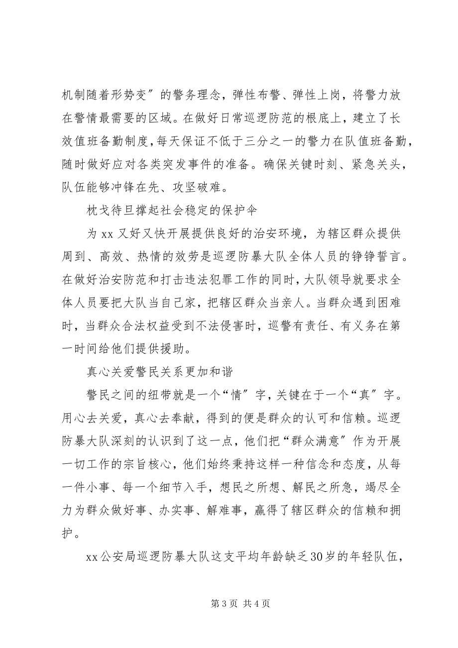 2023年公安局巡逻防暴大队先进材料.docx_第3页