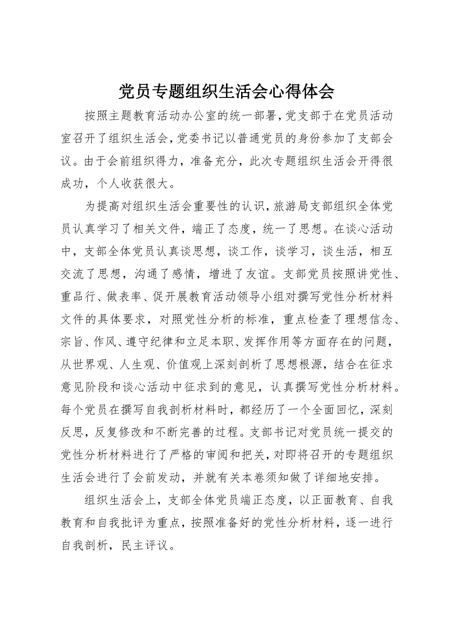 2023年党员专题组织生活会心得体会.docx_第1页