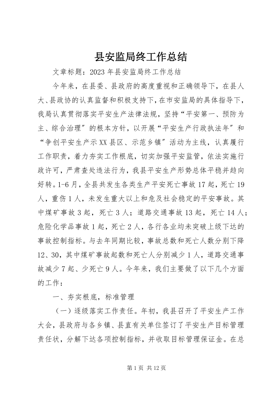 2023年县安监局终工作总结.docx_第1页