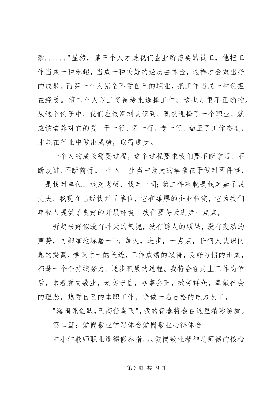 2023年爱岗敬业学习体会材料3新编.docx_第3页