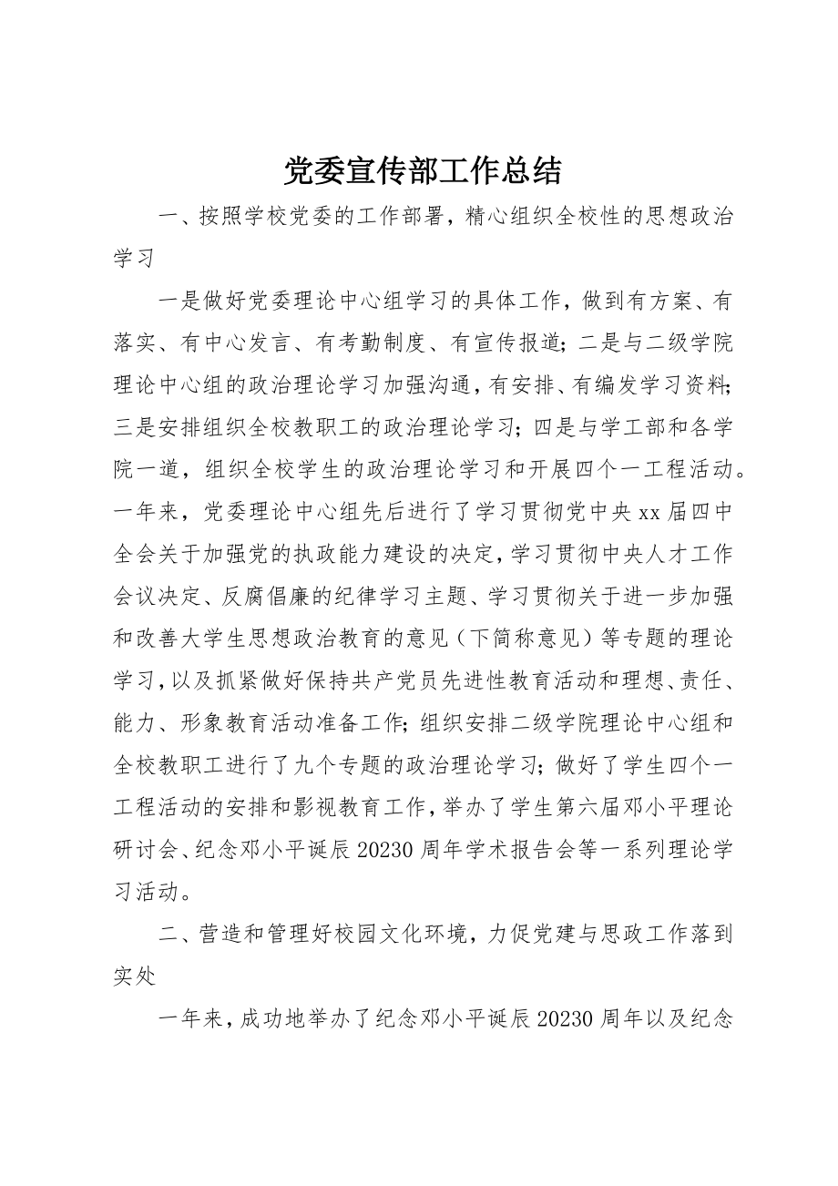 2023年党委宣传部工作总结.docx_第1页