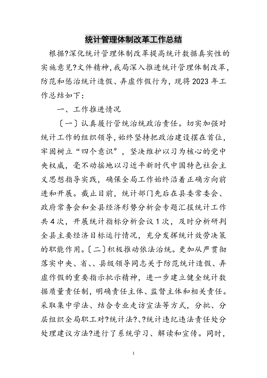 2023年统计管理体制改革工作总结范文.doc_第1页