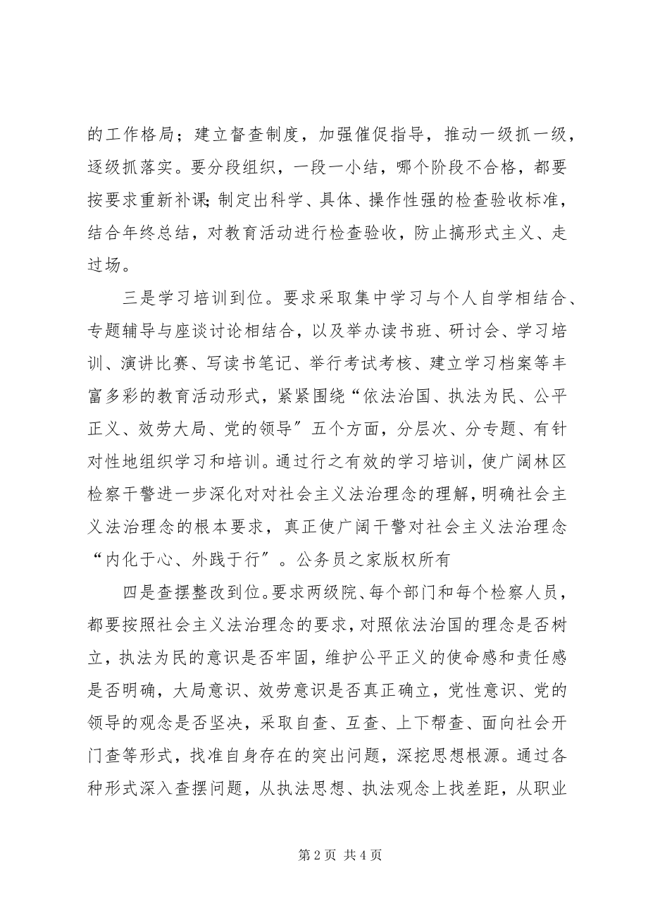 2023年检察机关在社会主义法治理念教育活动中切实做到“六个到位”.docx_第2页