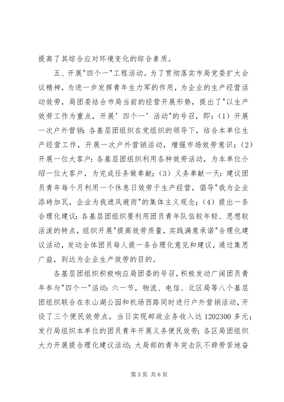 2023年邮政局团委上半年工作总结及下半年工作安排.docx_第3页