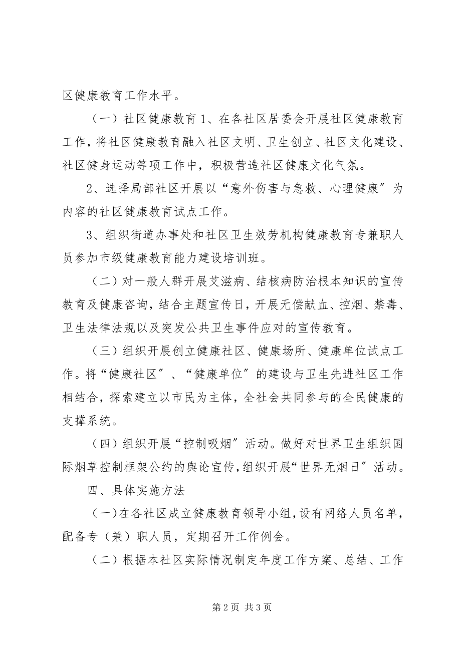 2023年兰山街道办事处健康教育工作计划新编.docx_第2页