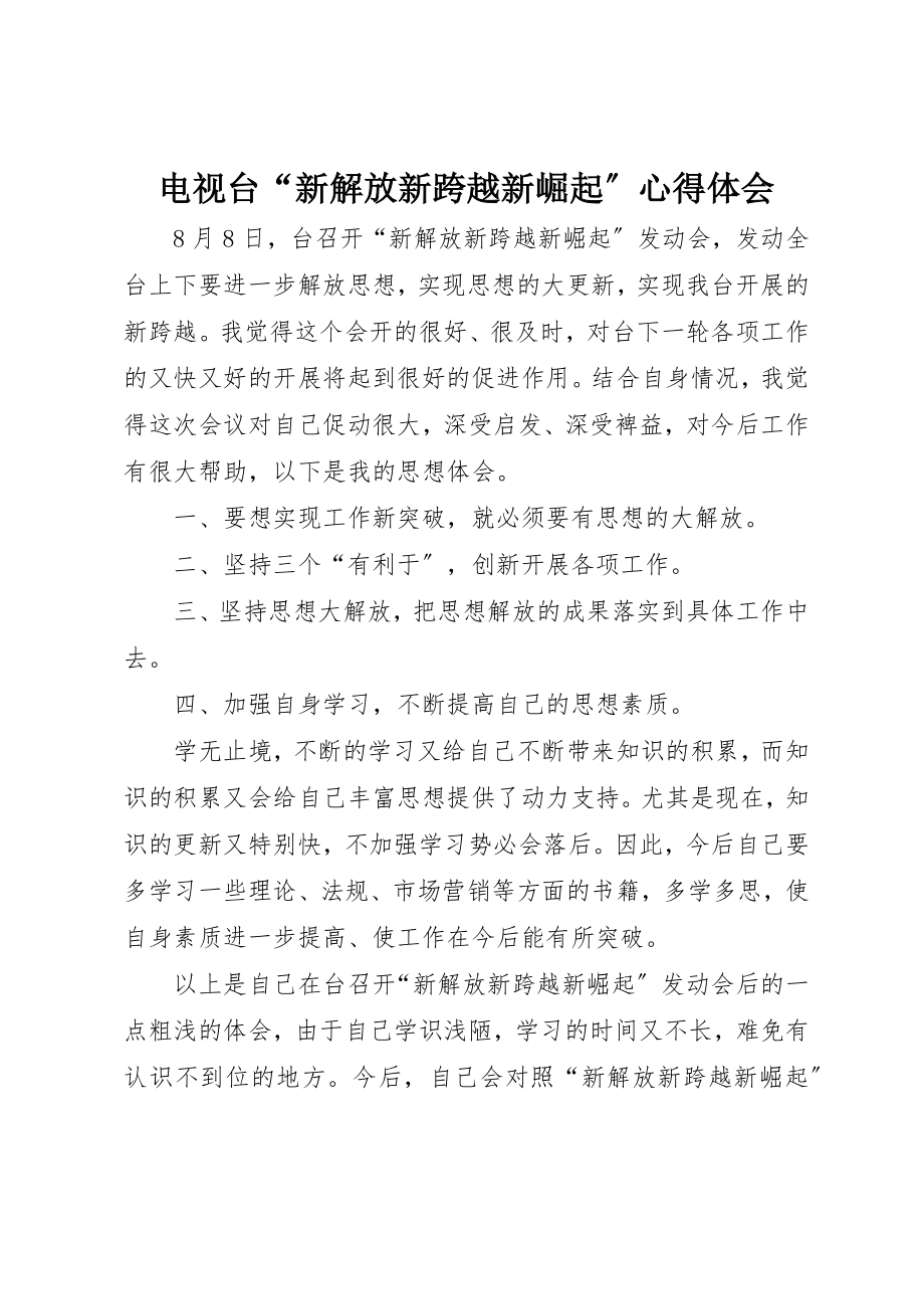 2023年电视台“新解放新跨越新崛起”心得体会新编.docx_第1页