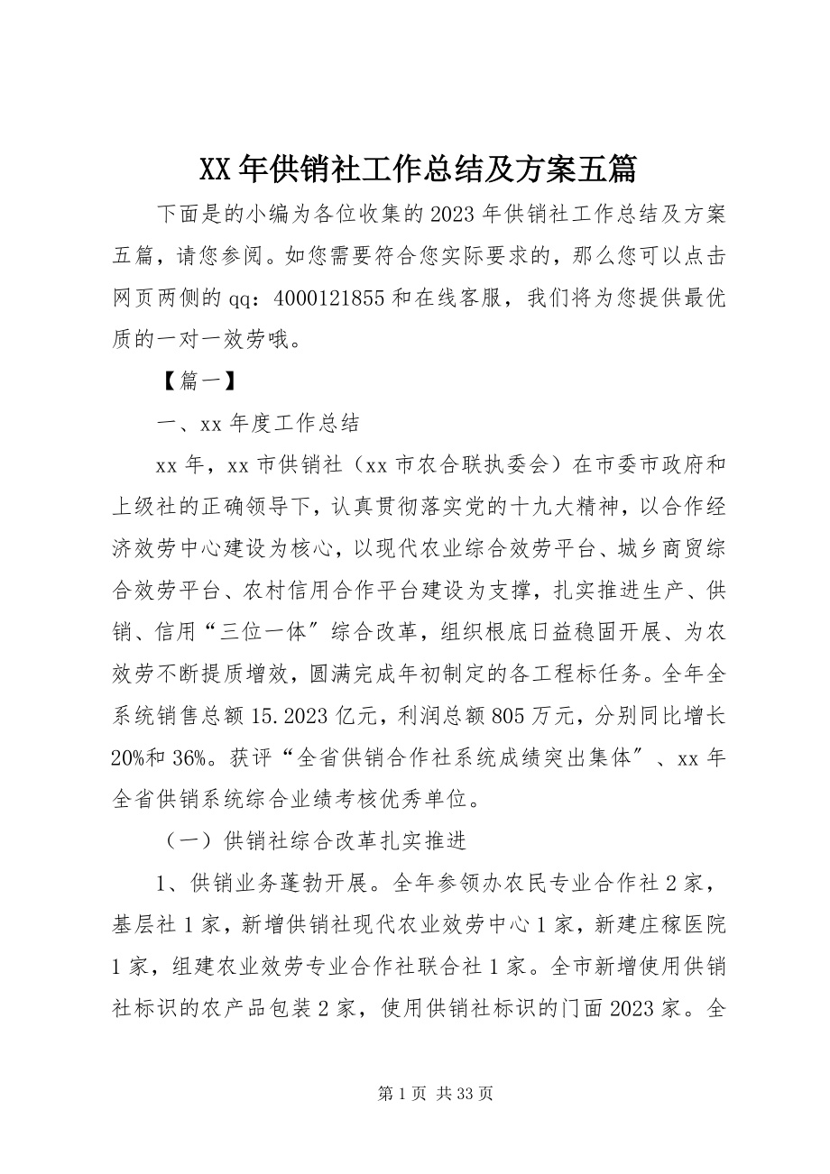 2023年供销社工作总结及计划五篇.docx_第1页