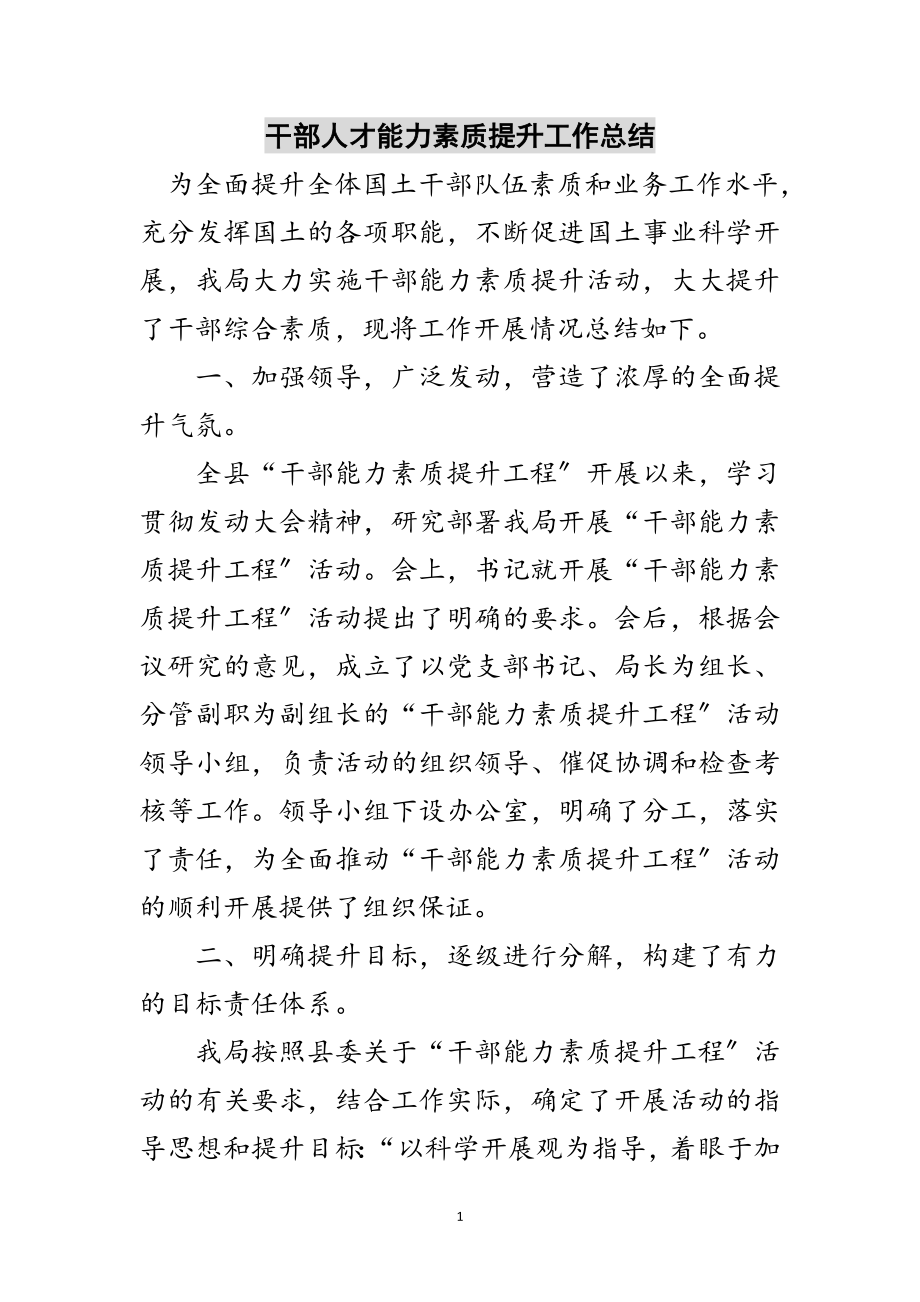 2023年干部人才能力素质提升工作总结范文.doc_第1页