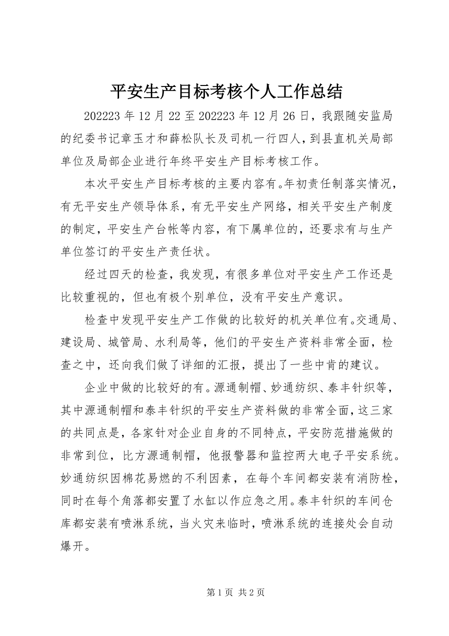 2023年安全生产目标考核个人工作总结新编.docx_第1页