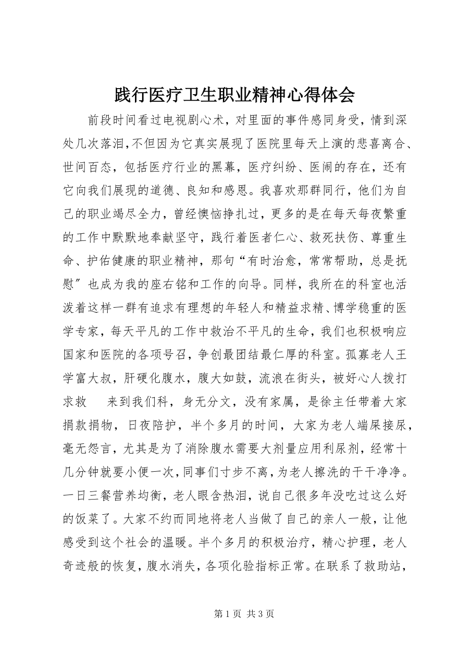 2023年践行医疗卫生职业精神心得体会.docx_第1页