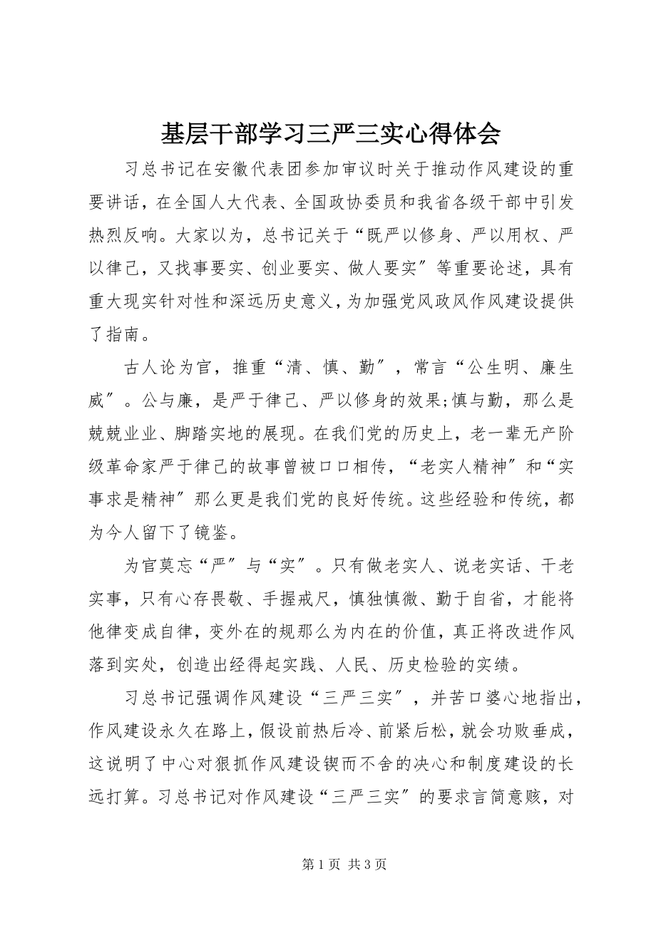 2023年基层干部学习三严三实心得体会2.docx_第1页