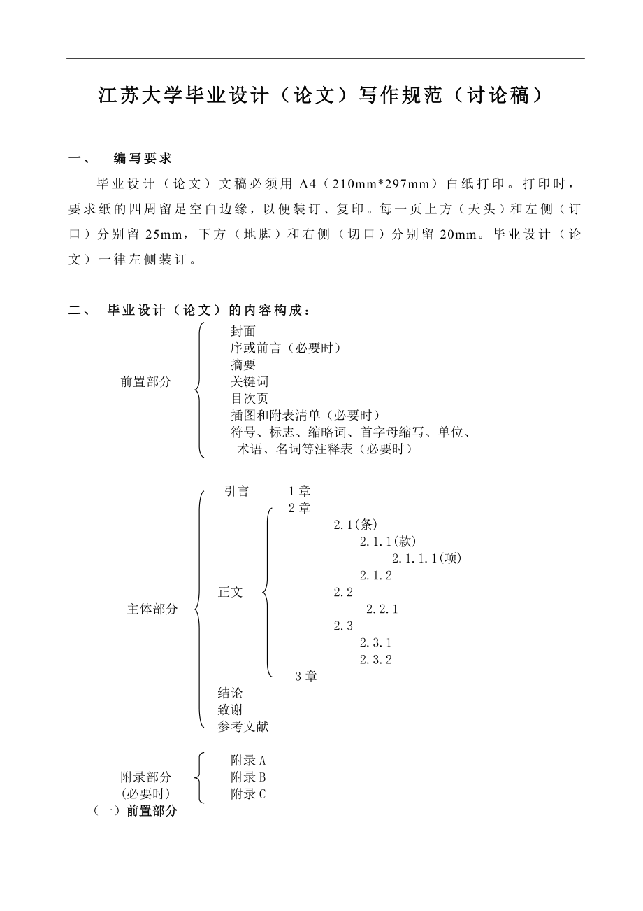 江苏大学毕业设计（论文）写作规范（讨论稿）.doc_第1页