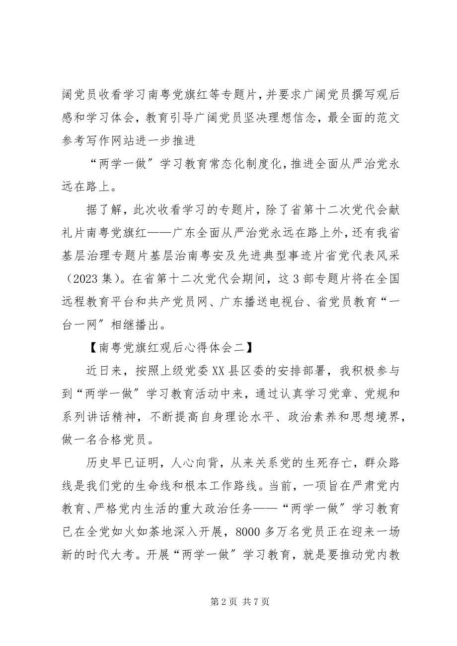 2023年南粤党旗红观后心得体会汇总.docx_第2页