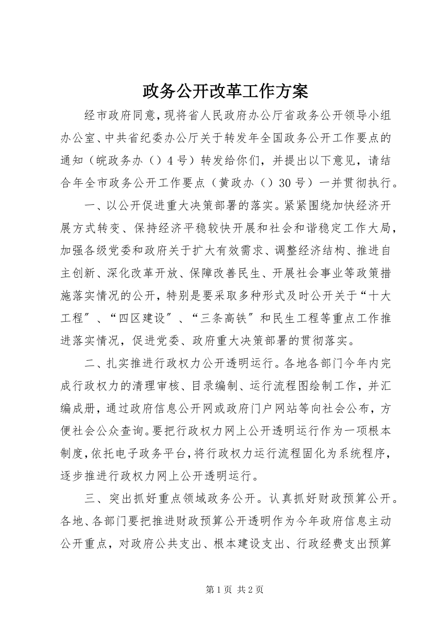 2023年政务公开改革工作计划.docx_第1页