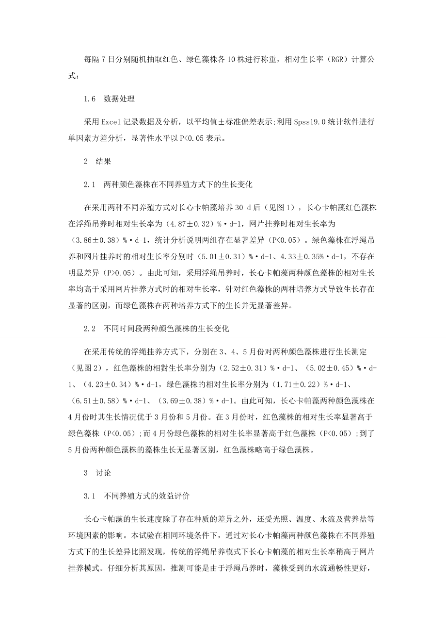 2023年长心卡帕藻两种颜色藻株的生长差异研究.docx_第3页