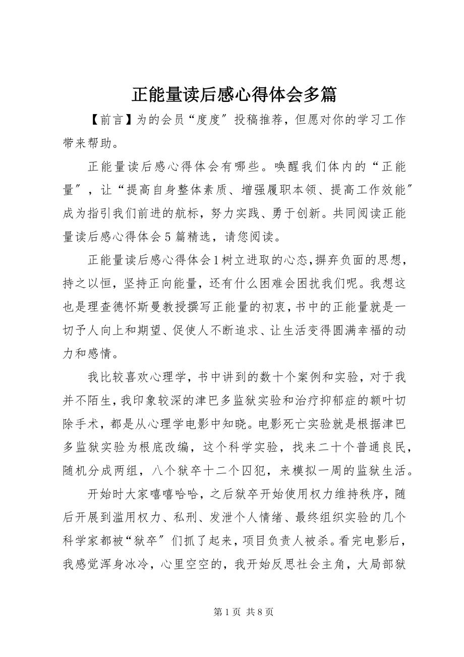 2023年《正能量》读后感心得体会多篇.docx_第1页