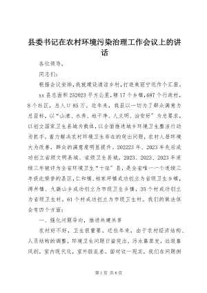 2023年县委书记在农村环境污染治理工作会议上的致辞.docx