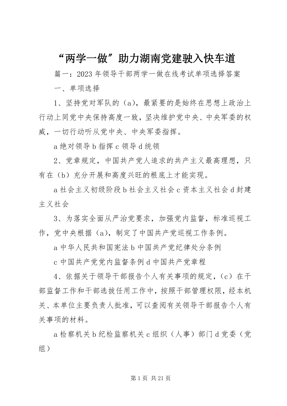 2023年“两学一做”助力湖南党建驶入快车道新编.docx_第1页