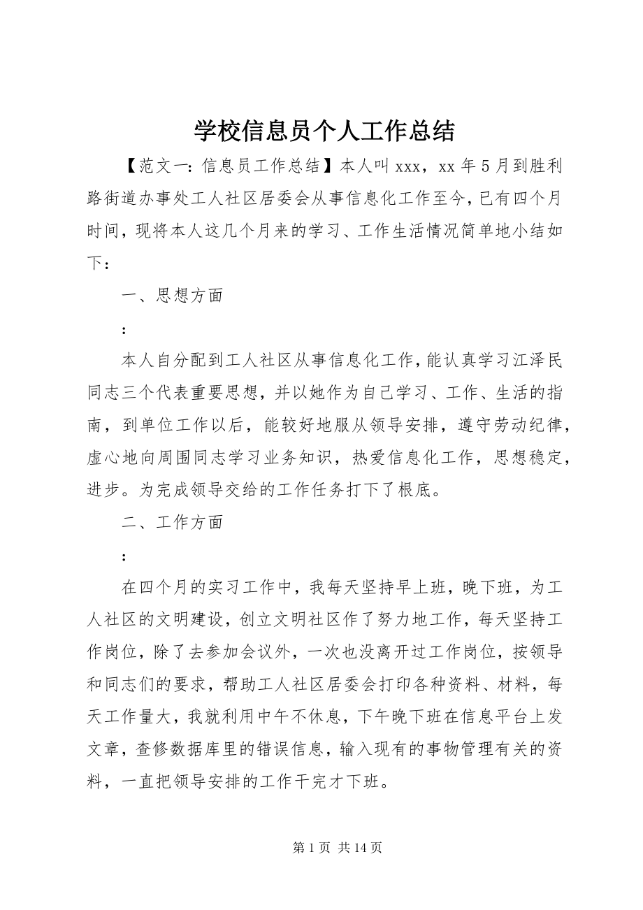 2023年学校信息员个人工作总结.docx_第1页