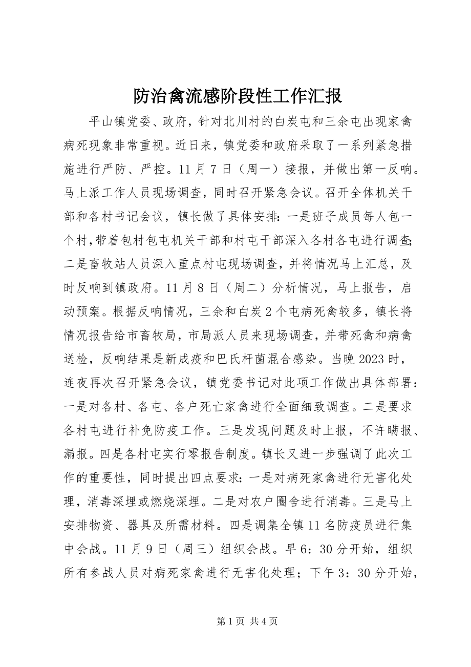 2023年防治禽流感阶段性工作汇报.docx_第1页