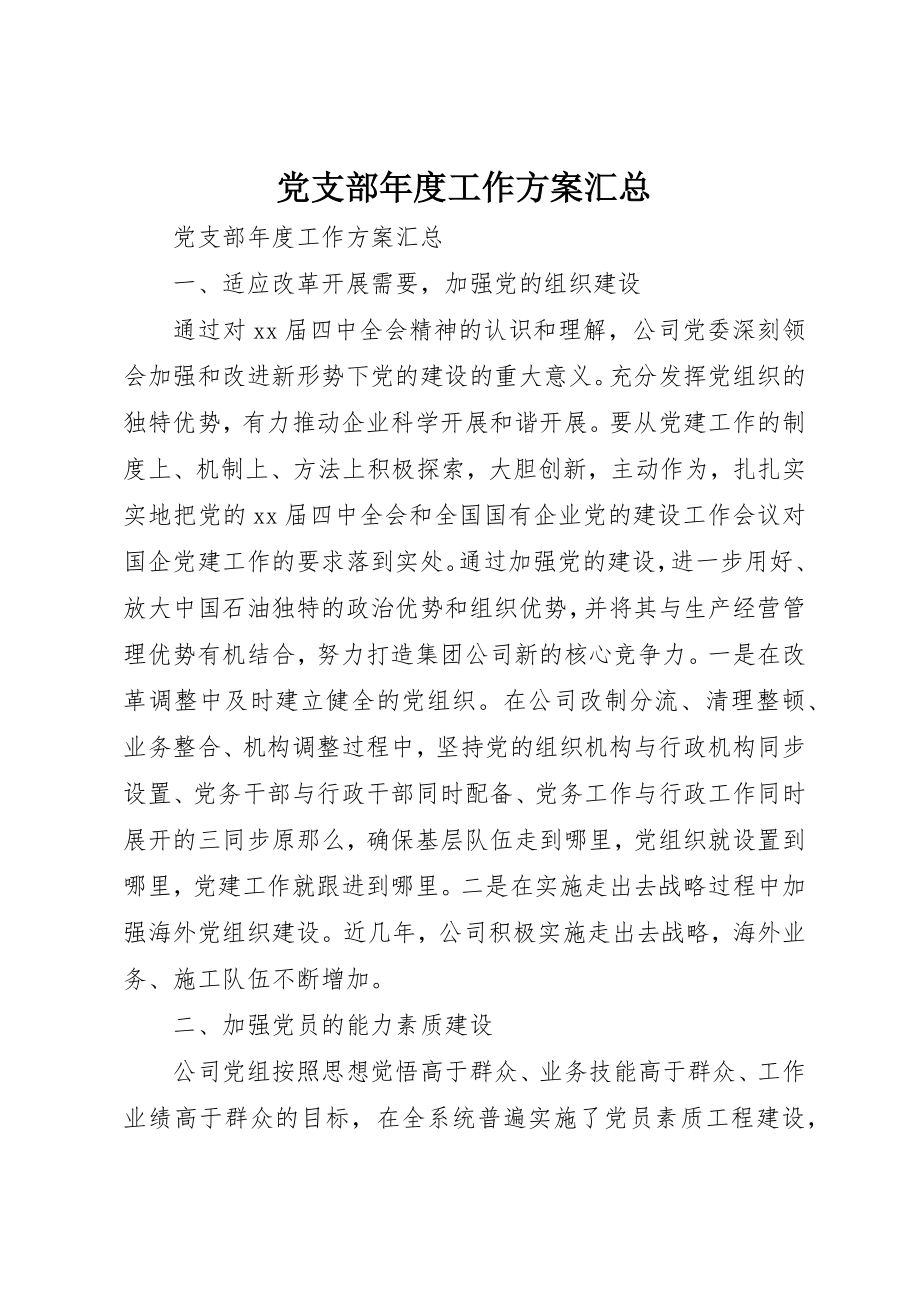 2023年党支部年度工作计划汇总.docx_第1页