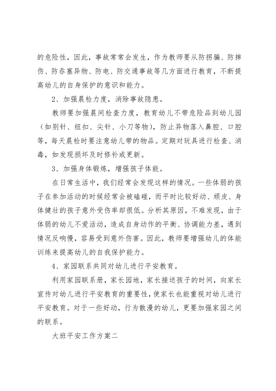 2023年大班安全工作计划新编.docx_第2页