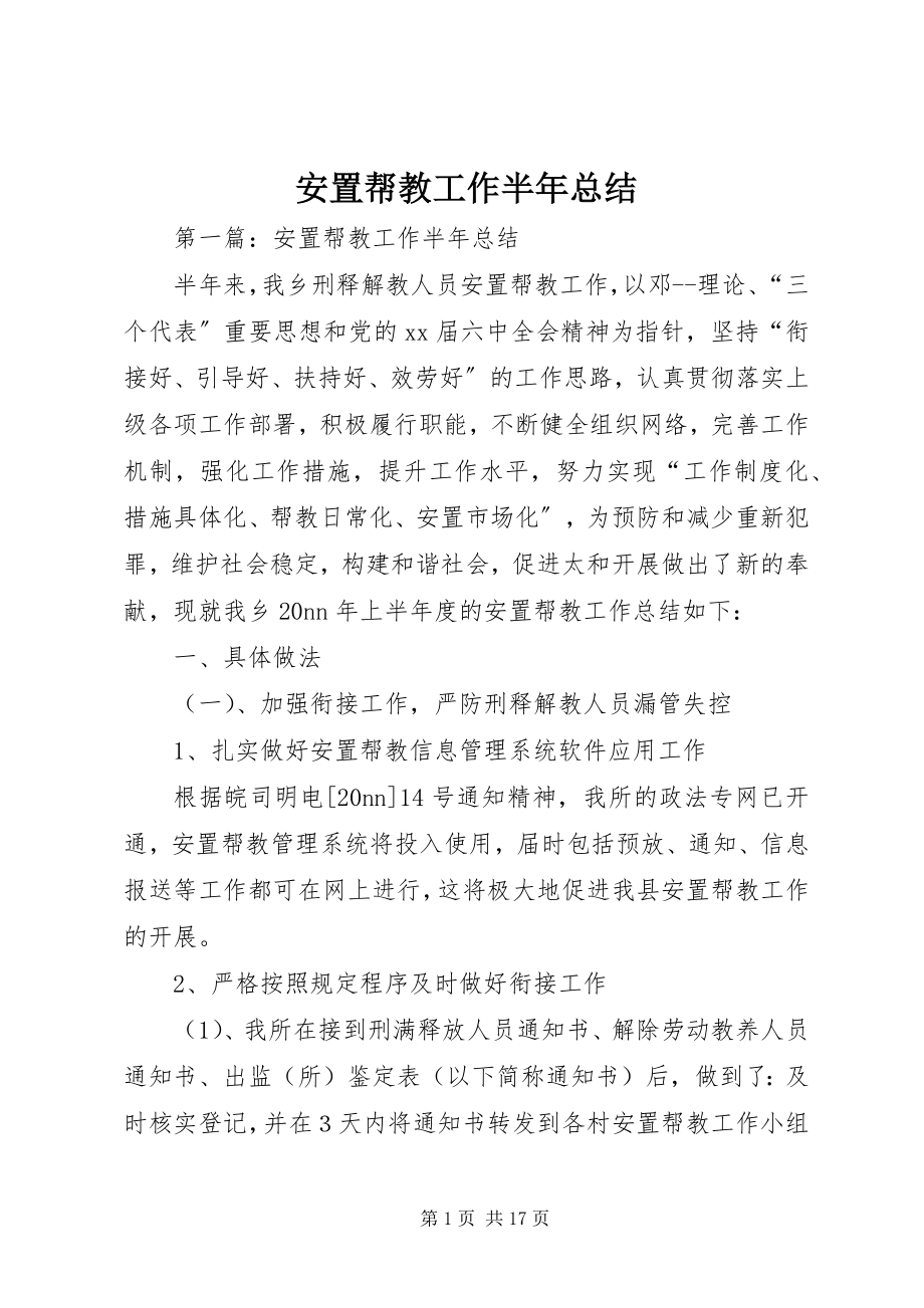 2023年安置帮教工作半年总结新编.docx_第1页