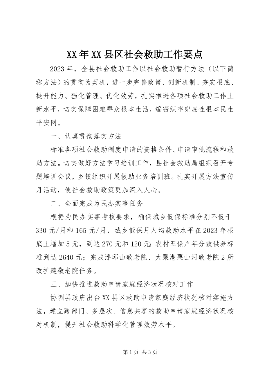 2023年XX县区社会救助工作要点.docx_第1页