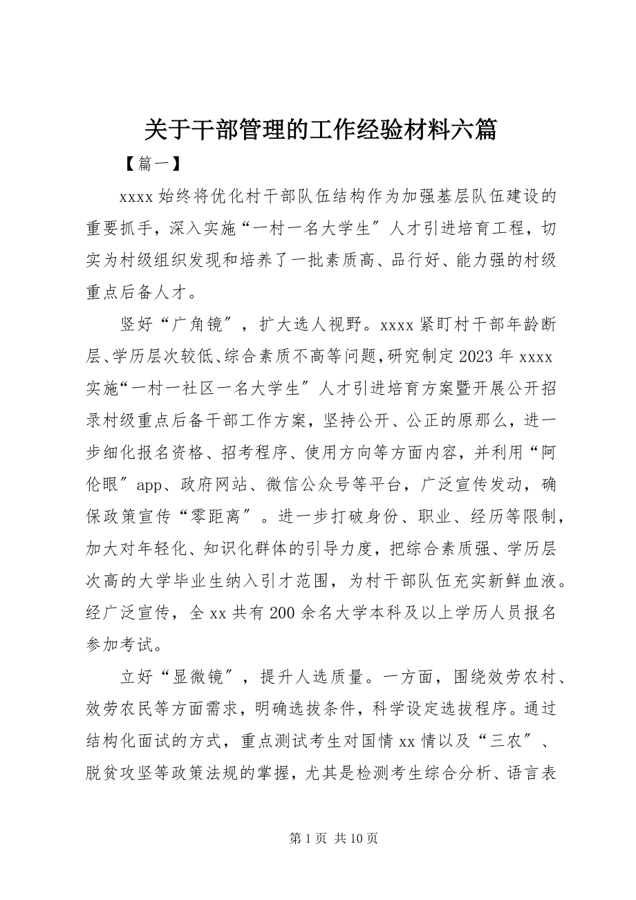 2023年干部管理的工作经验材料六篇.docx_第1页