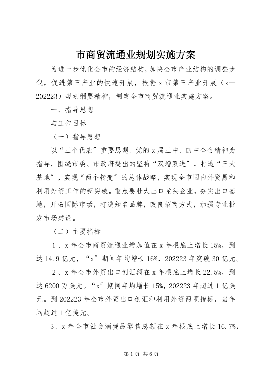 2023年市商贸流通业规划实施方案.docx_第1页