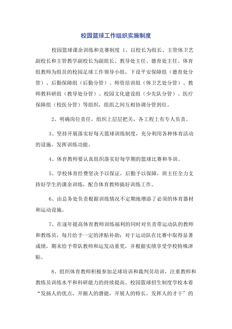 2023年校园篮球工作组织实施制度.docx_第1页