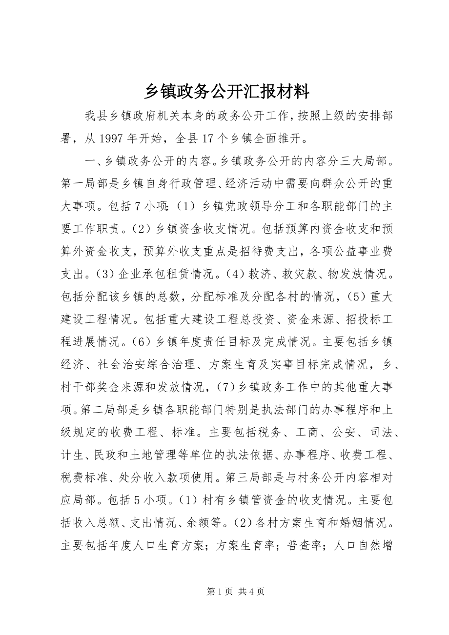 2023年乡镇政务公开汇报材料.docx_第1页