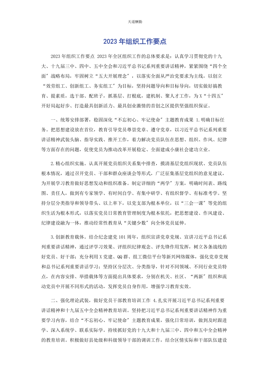 2023年组织工作要点范文.docx_第1页