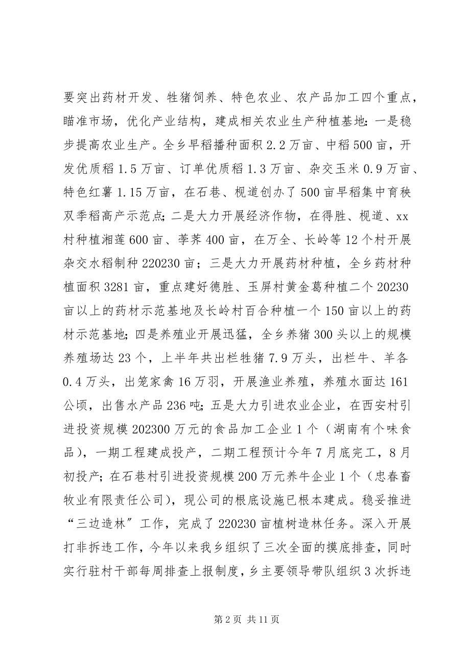 2023年乡政府上半年工作总结和下半年工作打算.docx_第2页